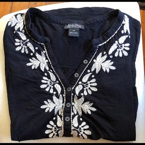 New - Lucky brand black embroidered top